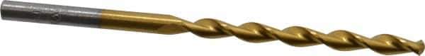 Chicago-Latrobe - #25 135° High Speed Steel Jobber Drill - TiN Finish, Right Hand Cut, Parabolic Flute, Straight Shank, 3" OAL, Split Point - Exact Tool & Supply