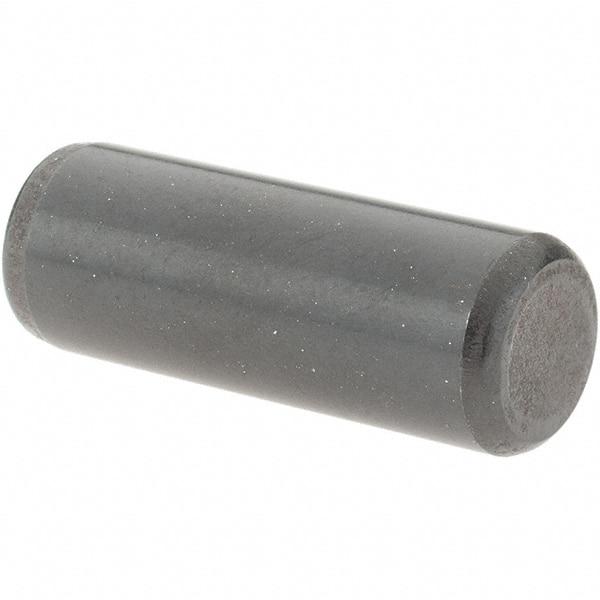 Value Collection - 3/8" Diam x 1" Pin Length Grade 8 Alloy Steel Standard Dowel Pin - Bright Finish, C 47-58 & C 60 (Surface) Hardness, 16,550 Lb (Single Shear), 33,100 Lb (Double Shear) Breaking Strength, 1 Beveled & 1 Rounded End - Exact Tool & Supply