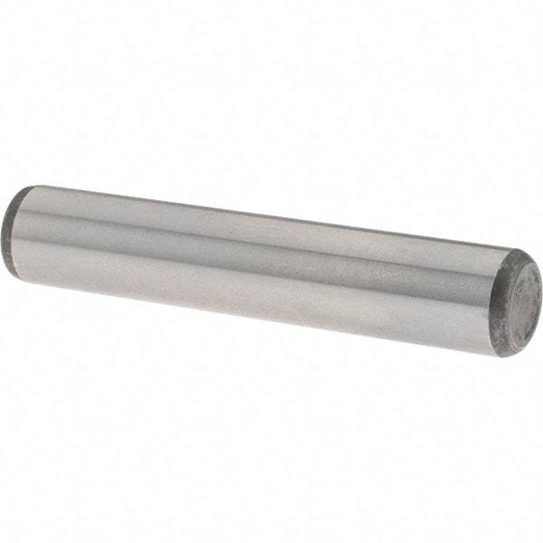 Value Collection - 3/8" Diam x 2" Pin Length Grade 8 Alloy Steel Standard Dowel Pin - C 50-58 Hardness, 28,700 Lb Breaking Strength, 1 Beveled & 1 Rounded End - Exact Tool & Supply