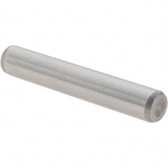 Value Collection - 1/4" Diam x 1-1/2" Pin Length Grade 8 Alloy Steel Standard Dowel Pin - C 50-58 Hardness, 12,800 Lb Breaking Strength, 1 Beveled & 1 Rounded End - Exact Tool & Supply
