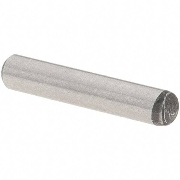 Value Collection - 3/32" Diam x 1/2" Pin Length Grade 8 Alloy Steel Standard Dowel Pin - C 50-58 Hardness, 1,800 Lb Breaking Strength, 1 Beveled & 1 Rounded End - Exact Tool & Supply