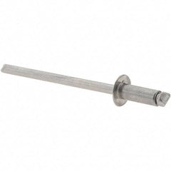 Value Collection - Size 43 Dome Head Stainless Steel Open End Blind Rivet - Stainless Steel Mandrel, 0.126" to 0.187" Grip, 1/4" Head Diam, 0.129" to 0.133" Hole Diam, 0.337" Length Under Head, 1/8" Body Diam - Exact Tool & Supply