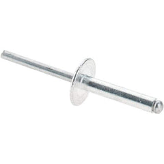 Value Collection - Size 612 Large Flange Dome Head Aluminum Open End Blind Rivet - Aluminum Mandrel, 0.626" to 3/4" Grip, 5/8" Head Diam, 0.192" to 0.196" Hole Diam, 0.95" Length Under Head, 3/16" Body Diam - Exact Tool & Supply