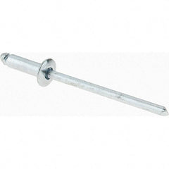 Value Collection - Size 44 Dome Head Steel Open End Blind Rivet - Steel Mandrel, 0.188" to 1/4" Grip, 1/4" Head Diam, 0.129" to 0.133" Hole Diam, 0.4" Length Under Head, 1/8" Body Diam - Exact Tool & Supply