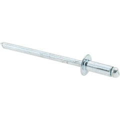 Value Collection - Size 43 Dome Head Steel Open End Blind Rivet - Steel Mandrel, 0.126" to 0.187" Grip, 1/4" Head Diam, 0.129" to 0.133" Hole Diam, 0.337" Length Under Head, 1/8" Body Diam - Exact Tool & Supply