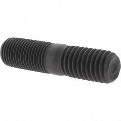 Value Collection - 1/2-20 Long Thread, 1/2-13 Short Thread, 2" OAL Unequal Double Threaded Stud - Steel, Uncoated, 15/16" Long Thread Length, 13/16" Short Thread Length - Exact Tool & Supply
