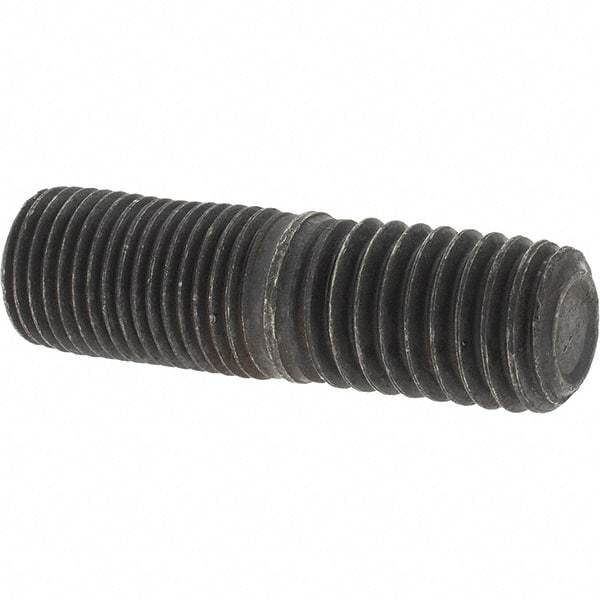 Value Collection - 1/2-20 Long Thread, 1/2-13 Short Thread, 1-3/4" OAL Unequal Double Threaded Stud - Steel, Uncoated, 7/8" Long Thread Length, 3/4" Short Thread Length - Exact Tool & Supply