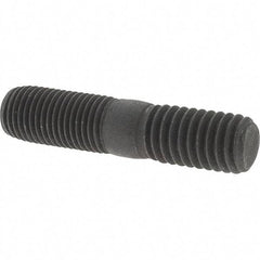 Value Collection - 7/16-20 Long Thread, 7/16-14 Short Thread, 2" OAL Unequal Double Threaded Stud - Steel, Uncoated, 15/16" Long Thread Length, 3/4" Short Thread Length - Exact Tool & Supply