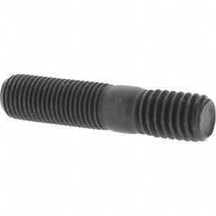 Value Collection - 3/8-24 Long Thread, 3/8-16 Short Thread, 1-3/4" OAL Unequal Double Threaded Stud - Steel, Uncoated, 1" Long Thread Length, 9/16" Short Thread Length - Exact Tool & Supply