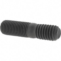 Value Collection - 3/8-24 Long Thread, 3/8-16 Short Thread, 1-1/2" OAL Unequal Double Threaded Stud - Steel, Uncoated, 3/4" Long Thread Length, 1/2" Short Thread Length - Exact Tool & Supply