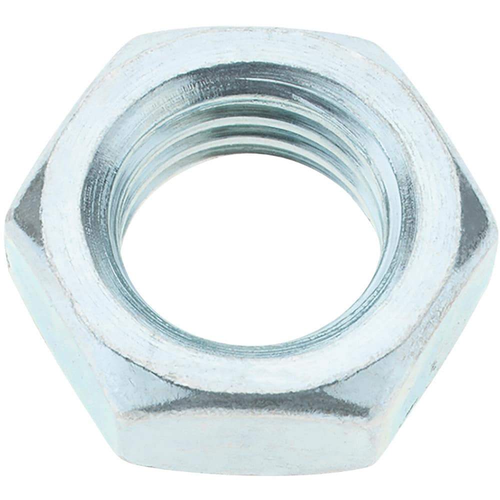 Value Collection - 7/8-9 UNC Steel Right Hand Hex Jam Nut - 1-5/16" Across Flats, 0.4844" High, Zinc-Plated Finish - Exact Tool & Supply