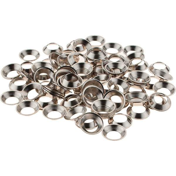 Value Collection - 3/32" Thick, Nickel-Plated Finish, Brass, Flush Type Finishing Washer - 0.488" OD - Exact Tool & Supply