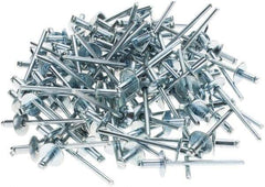 Value Collection - Size 42 Large Flange Dome Head Steel Open End Blind Rivet - Steel Mandrel, 0.032" to 1/8" Grip, 3/8" Head Diam, 0.129" to 0.133" Hole Diam, 0.275" Length Under Head, 1/8" Body Diam - Exact Tool & Supply