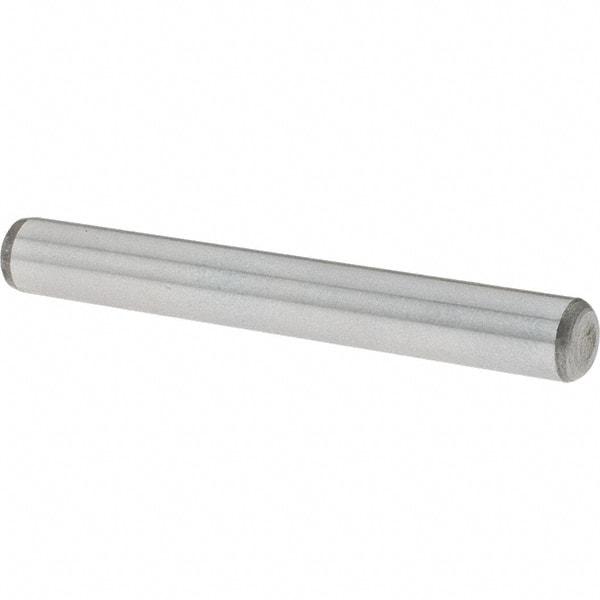 Value Collection - 1/4" Diam x 2" Pin Length Grade 8 Alloy Steel Standard Dowel Pin - C 50-58 Hardness, 12,800 Lb Breaking Strength, 1 Beveled & 1 Rounded End - Exact Tool & Supply