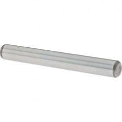 Value Collection - 1/4" Diam x 2" Pin Length Grade 8 Alloy Steel Standard Dowel Pin - C 50-58 Hardness, 12,800 Lb Breaking Strength, 1 Beveled & 1 Rounded End - Exact Tool & Supply