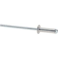 Value Collection - Size 45 Dome Head Aluminum Open End Blind Rivet - Steel Mandrel, 0.251" to 0.312" Grip, 1/4" Head Diam, 0.129" to 0.133" Hole Diam, 0.462" Length Under Head, 1/8" Body Diam - Exact Tool & Supply