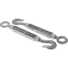 Value Collection - 3,500 Lb Load Limit, 5/8" Thread Diam, 6" Take Up, Steel Hook & Eye Turnbuckle - 14-1/8" Closed Length - Exact Tool & Supply