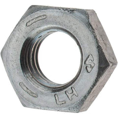 Value Collection - 1/4-28 UNF Steel Left Hand Hex Jam Nut - 7/16" Across Flats, 0.1562" High, Zinc Clear Finish - Exact Tool & Supply