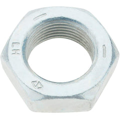 Made in USA - 1-14 UNF Steel Left Hand Hex Jam Nut - 1-1/2" Across Flats, 0.5469" High, Zinc Clear Finish - Exact Tool & Supply
