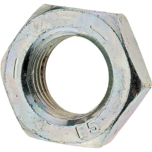 Value Collection - 9/16-18 UNF Steel Left Hand Hex Jam Nut - 7/8" Across Flats, 5/16" High, Zinc Clear Finish - Exact Tool & Supply