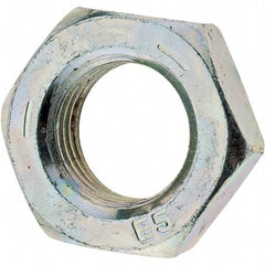 Value Collection - 9/16-18 UNF Steel Left Hand Hex Jam Nut - 7/8" Across Flats, 5/16" High, Zinc Clear Finish - Exact Tool & Supply