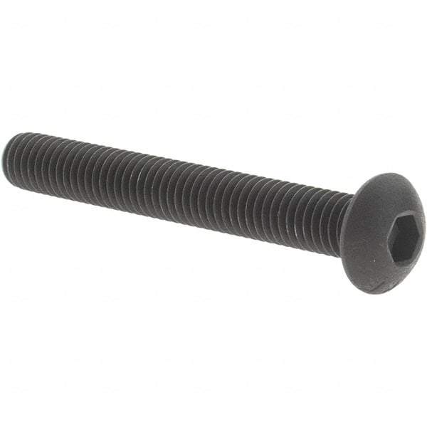 Value Collection - #10-32 UNF Hex Socket Drive, Button Screw - Alloy Steel, Black Oxide Finish, Fully Threaded, 1-1/2" Length Under Head - Exact Tool & Supply