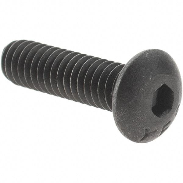 Value Collection - #8-32 UNC Hex Socket Drive, Button Screw - Alloy Steel, Black Oxide Finish, Fully Threaded, 5/8" Length Under Head - Exact Tool & Supply