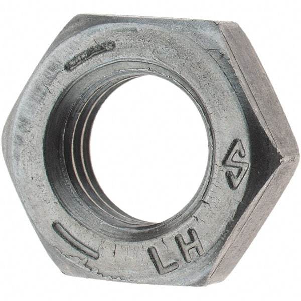 Value Collection - 5/16-24 UNF Steel Left Hand Hex Jam Nut - 1/2" Across Flats, 3/16" High, Zinc Clear Finish - Exact Tool & Supply