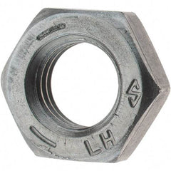 Value Collection - 5/16-24 UNF Steel Left Hand Hex Jam Nut - 1/2" Across Flats, 3/16" High, Zinc Clear Finish - Exact Tool & Supply