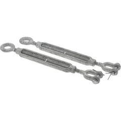Value Collection - 800 Lb Load Limit, 5/16" Thread Diam, 4-1/2" Take Up, Steel Jaw & Eye Turnbuckle - 9-1/8" Closed Length - Exact Tool & Supply