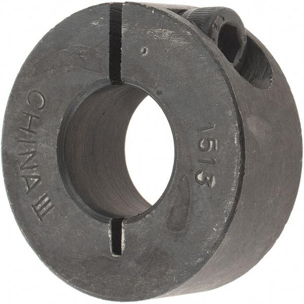 Value Collection - 15mm Bore, Steel, One Piece Clamp Collar - 1-3/8" Outside Diam - Exact Tool & Supply