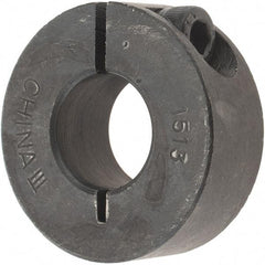 Value Collection - 15mm Bore, Steel, One Piece Clamp Collar - 1-3/8" Outside Diam - Exact Tool & Supply
