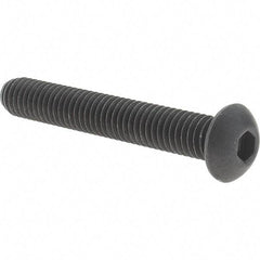 Value Collection - 3/8-16 UNC Hex Socket Drive, Button Screw - Alloy Steel, Black Oxide Finish, Fully Threaded, 2-1/2" Length Under Head - Exact Tool & Supply