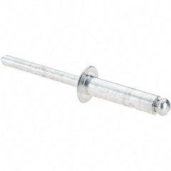 Value Collection - Size 812 Dome Head Aluminum Open End Blind Rivet - Aluminum Mandrel, 0.626" to 3/4" Grip, 1/2" Head Diam, 0.257" to 0.261" Hole Diam, 1" Length Under Head, 1/4" Body Diam - Exact Tool & Supply