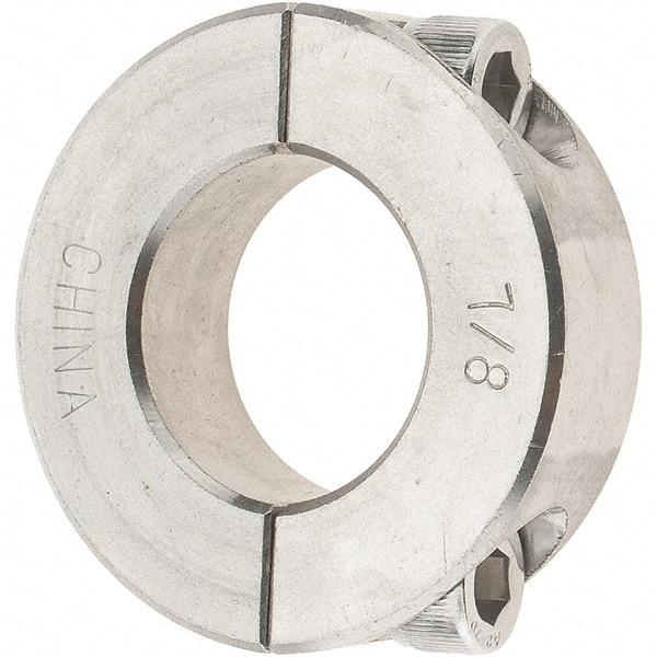 Value Collection - 7/8" Bore, Stainless Steel, Two Piece Shaft Collar - 1-5/8" Outside Diam, 1/2" Wide - Exact Tool & Supply
