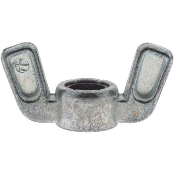 Value Collection - 3/8-16 UNC, Zinc Plated, Zinc Alloy Nylon-Insert Locking Wing Nut - Grade 2, 1-1/2" Wing Span, 0.718" Wing Span - Exact Tool & Supply