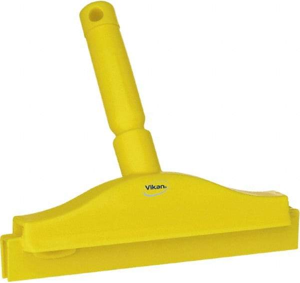 Vikan - 10" Rubber Blade Floor Squeegee - Double Edge, Yellow, Plastic Holder - Exact Tool & Supply