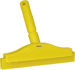 Vikan - 10" Rubber Blade Floor Squeegee - Double Edge, Yellow, Plastic Holder - Exact Tool & Supply