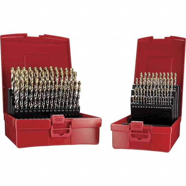 DORMER - 1 to 10mm, 118° Point, TiN Finish, High Speed Steel Jobber Length Drill Bit Set - Exact Tool & Supply