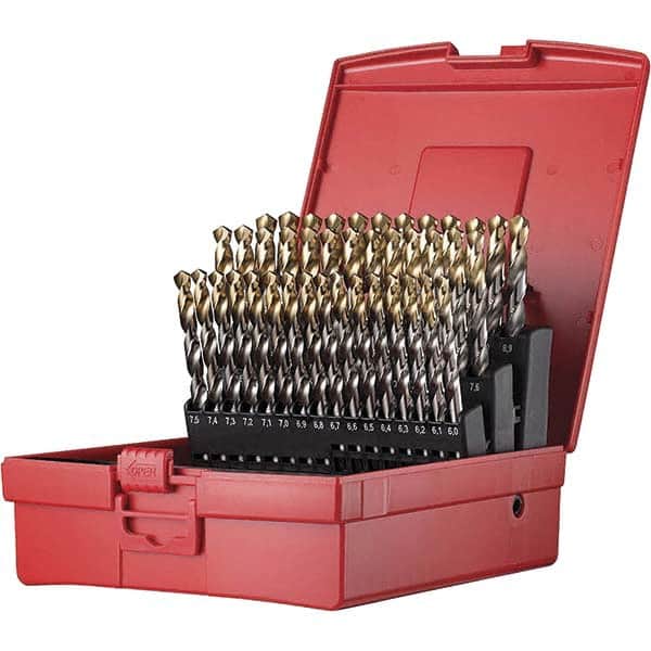 DORMER - 6 to 10mm, 118° Point, TiN Finish, High Speed Steel Jobber Length Drill Bit Set - Exact Tool & Supply