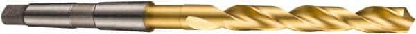 DORMER - 19mm, 2MT 118° Point High Speed Steel Taper Shank Drill Bit - TiN Finish, 135mm Flute Length, 233mm OAL, Spiral Flute, Series A530 - Exact Tool & Supply