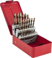 DORMER - 1 to 13mm, 135° Point, Bronze Finish, Cobalt Jobber Length Drill Bit Set - Exact Tool & Supply