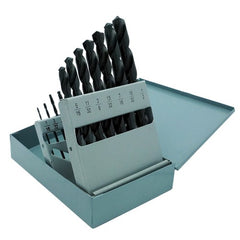 ‎1/16-1/2 RHS / RHC HSS 118 Degree Radial Point General Purpose Jobber Length Drill Set - Steam Oxide - Exact Tool & Supply