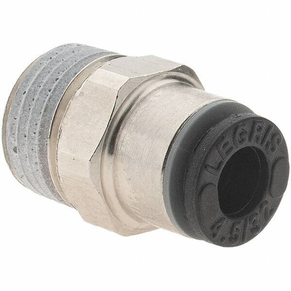 Parker - 5/32" Outside Diam, 1/8 BSPT, Nickel Plated Brass Push-to-Connect Tube Male Connector - 290 Max psi - Exact Tool & Supply