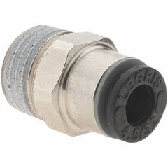 Parker - 5/32" Outside Diam, 1/8 BSPT, Nickel Plated Brass Push-to-Connect Tube Male Connector - 290 Max psi - Exact Tool & Supply