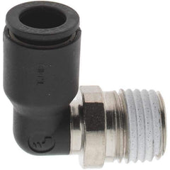 Parker - 5/16" Outside Diam, 1/4 NPT, Nylon Push-to-Connect Tube Male Elbow - 290 Max psi - Exact Tool & Supply