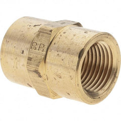 Parker - 1/2 Female Thread, Brass Industrial Pipe Coupling - FNPTF, 1,000 psi - Exact Tool & Supply