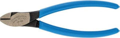 Channellock - 6" OAL, 5/32" Capacity, Diagonal Cutter - 9/16" Jaw Length x 6-1/64" Jaw Width, Straight Head, Plastic Dipped Handle - Exact Tool & Supply