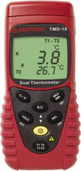 Amprobe - -328 to 2,498°F Temperature Recorder - 5 digit LCD Display, K Thermocouple Sensor, 9V Battery Power - Exact Tool & Supply