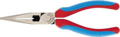 Channellock - 6" OAL, 2-7/32" Jaw Length x 41/64" Jaw Width, Long Nose Pliers - Crosshatch Jaw, Standard Head, TPR Rubber Overmold Composite Handles - Exact Tool & Supply